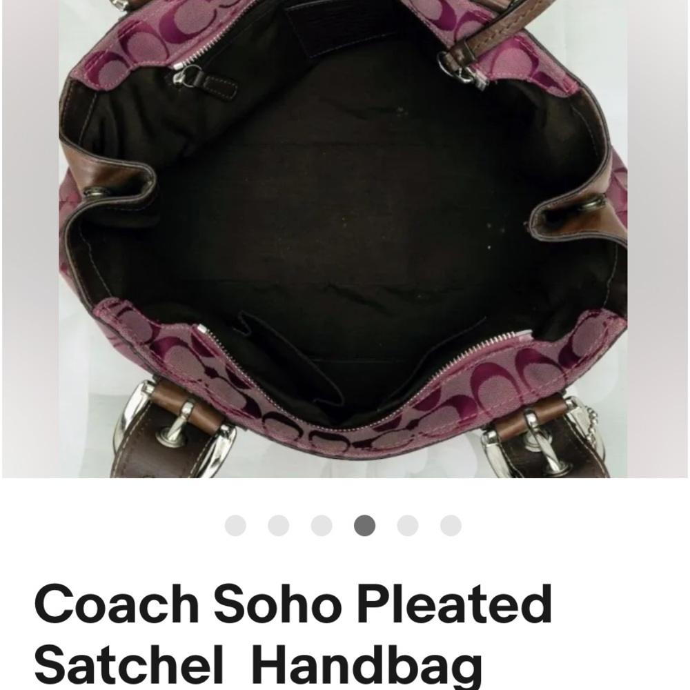Coach Burgundy Shoulder Bag. Dark Brown Buckle Detail Leather Handles & Trim.EUC - Picture 9 of 9